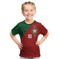 Custom Morocco National Football Kid T Shirt The Atlas Lions Spirit - Wonder Print Shop