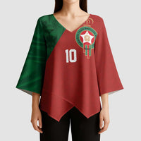 Custom Morocco National Football Kimono Sleeve Blouse The Atlas Lions Spirit - Wonder Print Shop