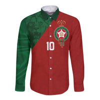Custom Morocco National Football Long Sleeve Button Shirt The Atlas Lions Spirit - Wonder Print Shop