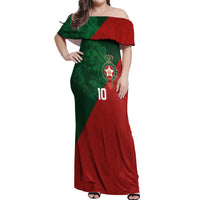 Custom Morocco National Football Off Shoulder Maxi Dress The Atlas Lions Spirit - Wonder Print Shop