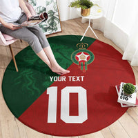 Custom Morocco National Football Round Carpet The Atlas Lions Spirit - Wonder Print Shop