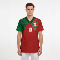 Custom Morocco National Football Scrub Top The Atlas Lions Spirit - Wonder Print Shop