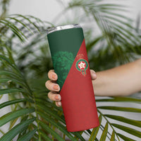 Custom Morocco National Football Skinny Tumbler The Atlas Lions Spirit - Wonder Print Shop