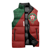Custom Morocco National Football Sleeveless Puffer Jacket The Atlas Lions Spirit - Wonder Print Shop