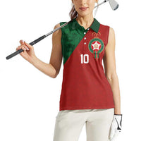 Custom Morocco National Football Women Sleeveless Polo Shirt The Atlas Lions Spirit - Wonder Print Shop