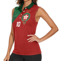 Custom Morocco National Football Women Sleeveless Polo Shirt The Atlas Lions Spirit - Wonder Print Shop