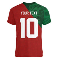 Custom Morocco National Football Women V-Neck T-Shirt The Atlas Lions Spirit - Wonder Print Shop