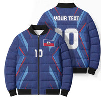 Custom Haiti National Football Bomber Puffer Jacket Sporty Style - Wonder Print Shop