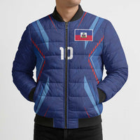Custom Haiti National Football Bomber Puffer Jacket Sporty Style - Wonder Print Shop