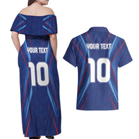 Custom Haiti National Football Couples Matching Off Shoulder Maxi Dress and Hawaiian Shirt Sporty Style - Wonder Print Shop