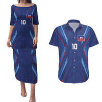 Custom Haiti National Football Couples Matching Puletasi and Hawaiian Shirt Sporty Style - Wonder Print Shop