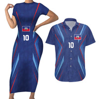 Custom Haiti National Football Couples Matching Short Sleeve Bodycon Dress and Hawaiian Shirt Sporty Style - Wonder Print Shop