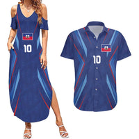 Custom Haiti National Football Couples Matching Summer Maxi Dress and Hawaiian Shirt Sporty Style - Wonder Print Shop