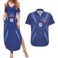 Custom Haiti National Football Couples Matching Summer Maxi Dress and Hawaiian Shirt Sporty Style - Wonder Print Shop