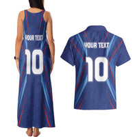 Custom Haiti National Football Couples Matching Tank Maxi Dress and Hawaiian Shirt Sporty Style - Wonder Print Shop