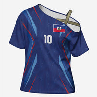 Custom Haiti National Football Cross Shoulder Shirt Sporty Style - Wonder Print Shop