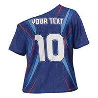 Custom Haiti National Football Cross Shoulder Shirt Sporty Style - Wonder Print Shop