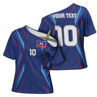 Custom Haiti National Football Cross Shoulder Shirt Sporty Style - Wonder Print Shop