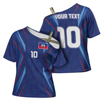 Custom Haiti National Football Cross Shoulder Shirt Sporty Style - Wonder Print Shop
