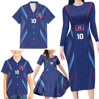Custom Haiti National Football Family Matching Long Sleeve Bodycon Dress and Hawaiian Shirt Sporty Style - Wonder Print Shop