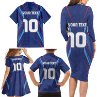 Custom Haiti National Football Family Matching Long Sleeve Bodycon Dress and Hawaiian Shirt Sporty Style - Wonder Print Shop