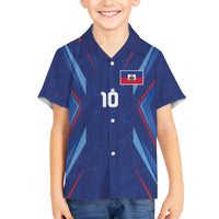 Custom Haiti National Football Family Matching Off The Shoulder Long Sleeve Dress and Hawaiian Shirt Sporty Style - Wonder Print Shop