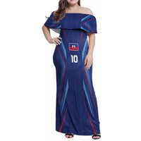 Custom Haiti National Football Family Matching Off Shoulder Maxi Dress and Hawaiian Shirt Sporty Style - Wonder Print Shop