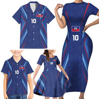 Custom Haiti National Football Family Matching Short Sleeve Bodycon Dress and Hawaiian Shirt Sporty Style - Wonder Print Shop