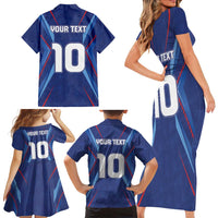 Custom Haiti National Football Family Matching Short Sleeve Bodycon Dress and Hawaiian Shirt Sporty Style - Wonder Print Shop