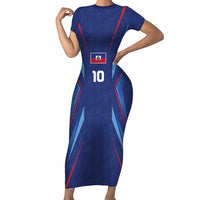 Custom Haiti National Football Family Matching Short Sleeve Bodycon Dress and Hawaiian Shirt Sporty Style - Wonder Print Shop