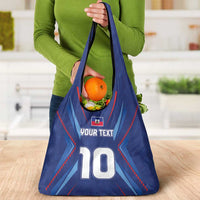 Custom Haiti National Football Grocery Bag Sporty Style - Wonder Print Shop
