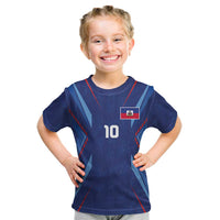 Custom Haiti National Football Kid T Shirt Sporty Style - Wonder Print Shop