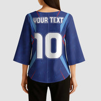 Custom Haiti National Football Kimono Sleeve Blouse Sporty Style - Wonder Print Shop
