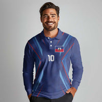 Custom Haiti National Football Long Sleeve Polo Shirt Sporty Style - Wonder Print Shop
