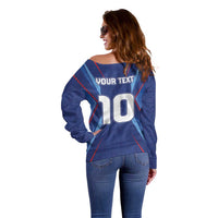 Custom Haiti National Football Off Shoulder Sweater Sporty Style - Wonder Print Shop