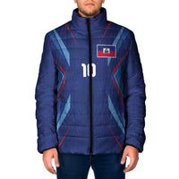 Custom Haiti National Football Padded Jacket Sporty Style - Wonder Print Shop