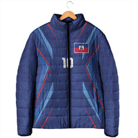 Custom Haiti National Football Padded Jacket Sporty Style - Wonder Print Shop
