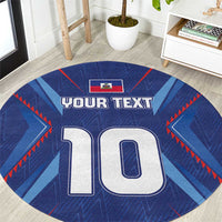Custom Haiti National Football Round Carpet Sporty Style - Wonder Print Shop