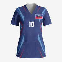 Custom Haiti National Football Scrub Top Sporty Style - Wonder Print Shop