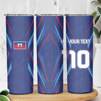 Custom Haiti National Football Skinny Tumbler Sporty Style - Wonder Print Shop