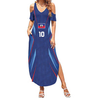 Custom Haiti National Football Summer Maxi Dress Sporty Style - Wonder Print Shop