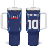 Custom Haiti National Football Tumbler With Handle Sporty Style - Wonder Print Shop