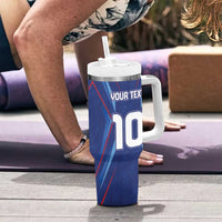 Custom Haiti National Football Tumbler With Handle Sporty Style - Wonder Print Shop