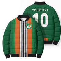 Custom Ivory Coast National Football Bomber Puffer Jacket Les Elephants-Striped Sport Style - Wonder Print Shop