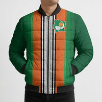 Custom Ivory Coast National Football Bomber Puffer Jacket Les Elephants-Striped Sport Style - Wonder Print Shop