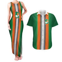 Custom Ivory Coast National Football Couples Matching Tank Maxi Dress and Hawaiian Shirt Les Elephants-Striped Sport Style - Wonder Print Shop