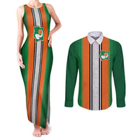 Custom Ivory Coast National Football Couples Matching Tank Maxi Dress and Long Sleeve Button Shirt Les Elephants-Striped Sport Style - Wonder Print Shop