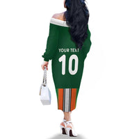 Custom Ivory Coast National Football Family Matching Off The Shoulder Long Sleeve Dress and Hawaiian Shirt Les Elephants-Striped Sport Style - Wonder Print Shop