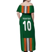 Custom Ivory Coast National Football Family Matching Off Shoulder Maxi Dress and Hawaiian Shirt Les Elephants-Striped Sport Style - Wonder Print Shop