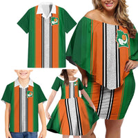 Custom Ivory Coast National Football Family Matching Off Shoulder Short Dress and Hawaiian Shirt Les Elephants-Striped Sport Style - Wonder Print Shop